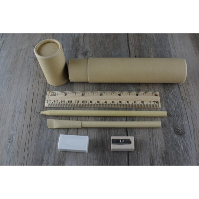 Eco-  Kraft Station Set / 牛皮紙鉛筆,  原子筆 ,木尺 ,  原筆刨 , 擦膠 文具套裝 Eco-  Kraft Station Set / 牛皮紙鉛筆,  原子筆 ,木尺 ,  原筆刨 , 擦膠 文具套裝